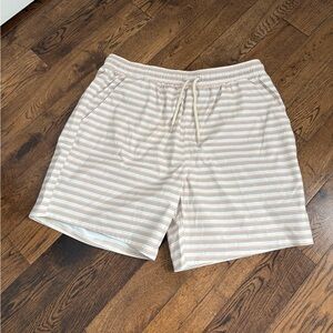 Rylee + Cru Beige and White Striped UPF 50 Board Shorts Size Medium